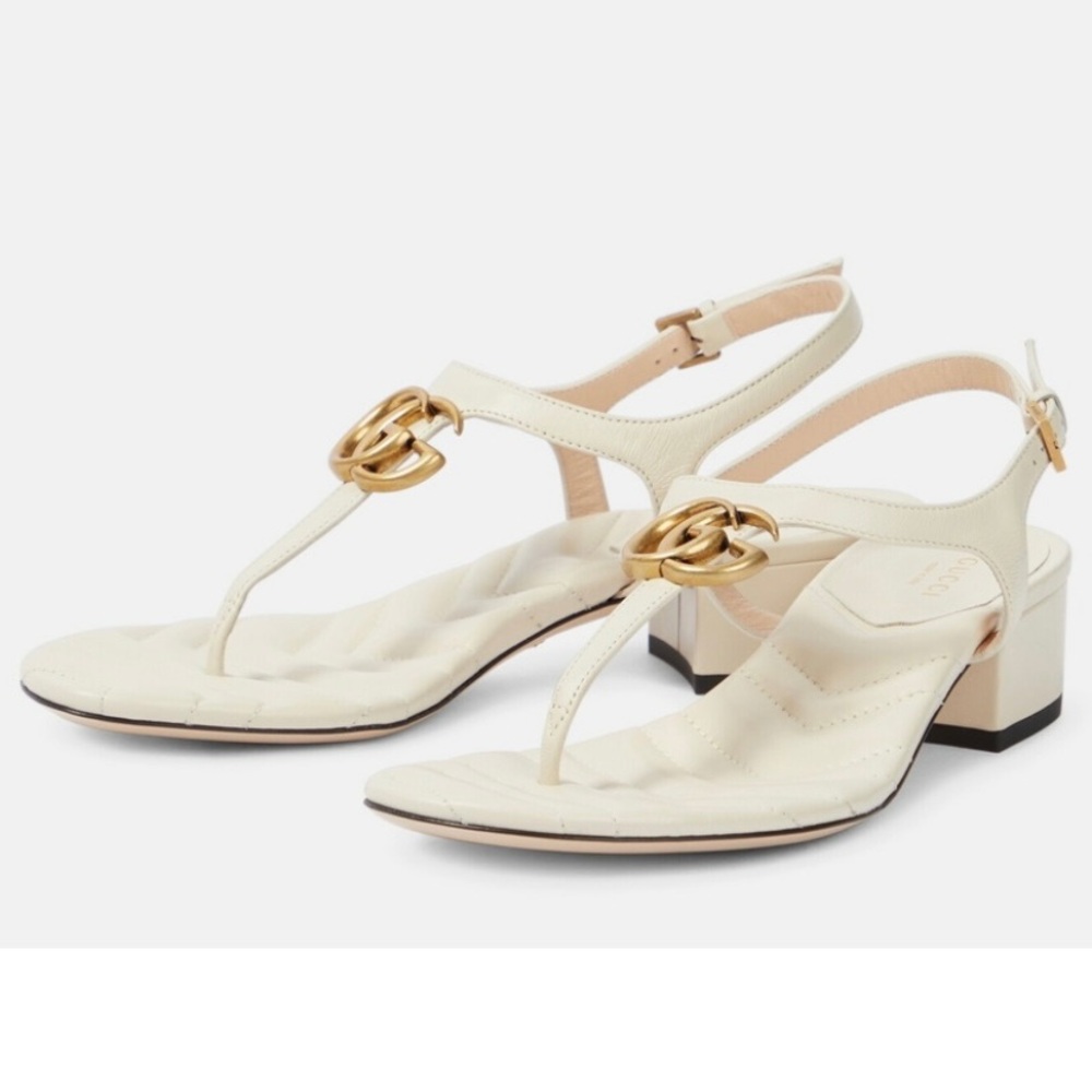 GUCCI Marmont GG logo leather thong sandals - Picture 4 of 6